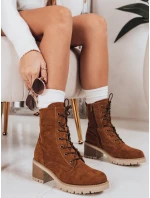 Dámske semišové šnurovacie čižmy camel FashionStreet ZY1236 Dámske semišové šnurovacie čižmy camel FashionStreet ZY1236