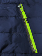 Tmavo modro-šedá dámska bunda z rôznych spojených materiálov (8M916-215)