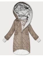 Dámska bunda s asymetrickým lemom S'West beige (B8555-12)
