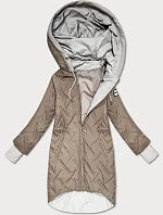 Dámska bunda s asymetrickým lemom S'West beige (B8555-12)