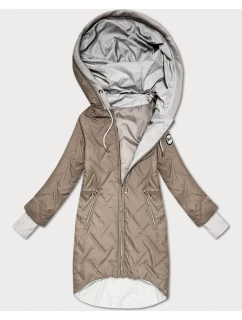 Dámska bunda s asymetrickým lemom S'West beige (B8555-12)