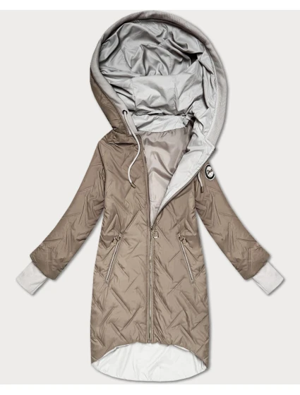 Dámska bunda s asymetrickým lemom S'West beige (B8555-12)