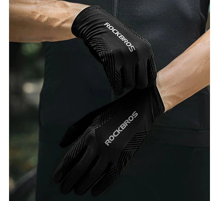 Cyklistické rukavice Rockbros jar/leto/jeseň, plné, veľkosť: L - čierne