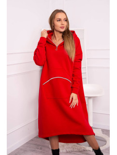 Zateplené šaty s kapucňou červené