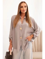 Dámska košeľa z viskózy s ozdobnými gombíkmi a fango golierom
