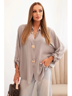 Dámska košeľa z viskózy s ozdobnými gombíkmi a fango golierom