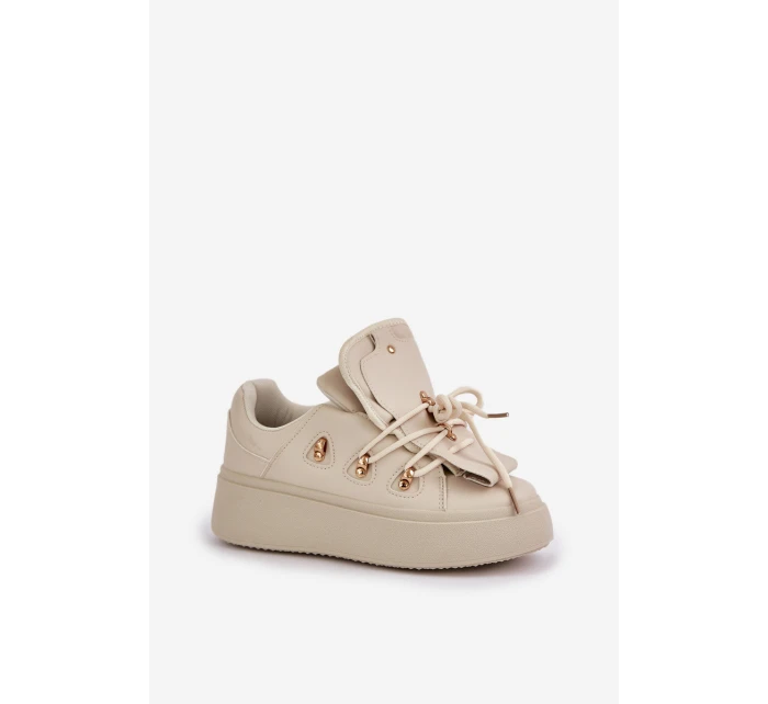 Sneakersy Damskie Na Platformie Beżowe Dolistana