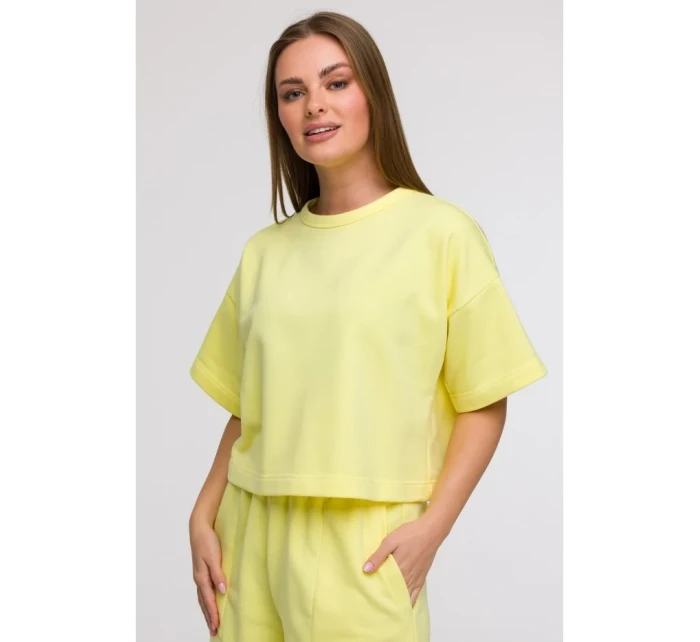 mikina s krátkým rukávem citronová model 21047206 - BeWear