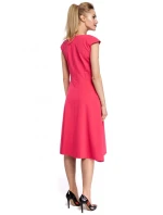 M296 Šaty s obrátenými záhybmi - ecru farba