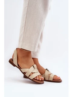 Zazoo Pohodlné kožené sandále, béžové