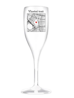 Personalizovaná nerozbitná pohár na prosecco s mapou