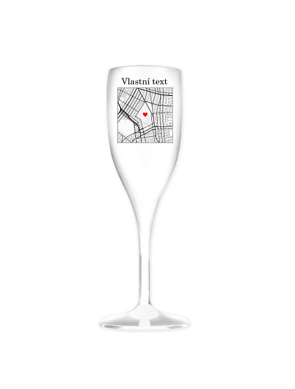Personalizovaná nerozbitná pohár na prosecco s mapou