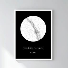 Personalizovaný plakát v rámu - 50x70 - hvězdná mapa