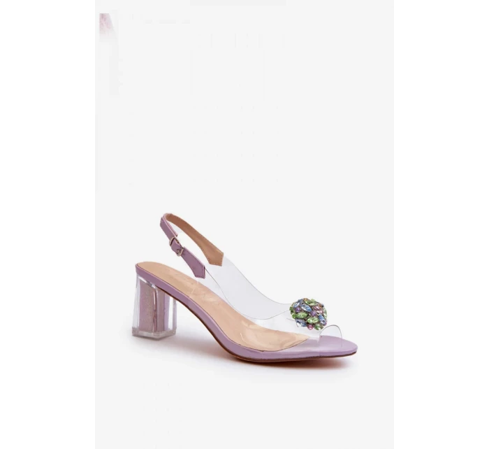 Sandále na podpätku MR38-444 silver-transparent - Krok vo veľkom štýle