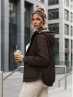 Dámska prechodná prešívaná bunda s kapucňou hnedá FashionStreet TY5616