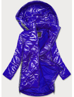 Ľahká lesklá dámska bunda v nevädzovej farbe s lemovkami (LD7258BIG)