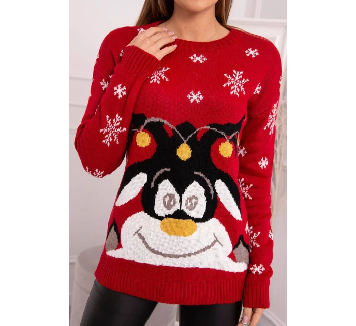 Vianočný sveter so sobom červený Vianočný sveter so sobom červený