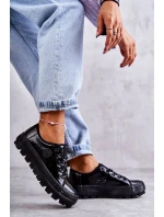 Modne Lakierowane Trampki Big Star KK274044 Czarne