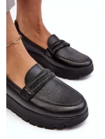 Skórzane Półbuty Na Platformie Z Ozdobą Czarne Lemar Lehira Skórzane Półbuty Na Platformie Z Ozdobą Czarne Lemar Lehira