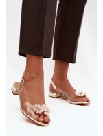 Průhledné sandály na nízkém podpatku s ozdobnými detaily D&A MR52-229 Zlaté