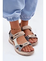 Kožené dámské sandály ve sportovním stylu McKeylor 95414 Béžovo-modré