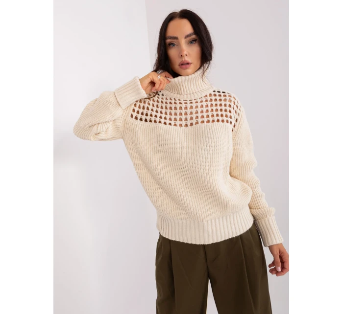 Sweter TO SW model 18959564 jasny beżowy - FPrice Sweter TO SW model 18959564 jasny beżowy - FPrice