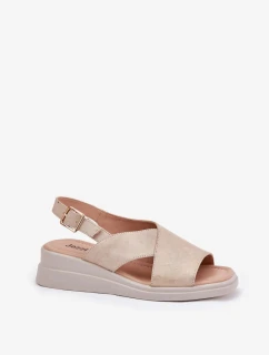 Dámske sandále na klinoch z ekokože - zlaté