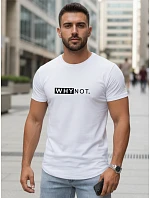 Pánske biele tričko s klasickou potlačou FashionStreet NX5122R