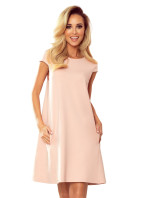 CELINE - Dámske trapézové šaty v pastelovo ružovej farbe s kapsičkami 314-1