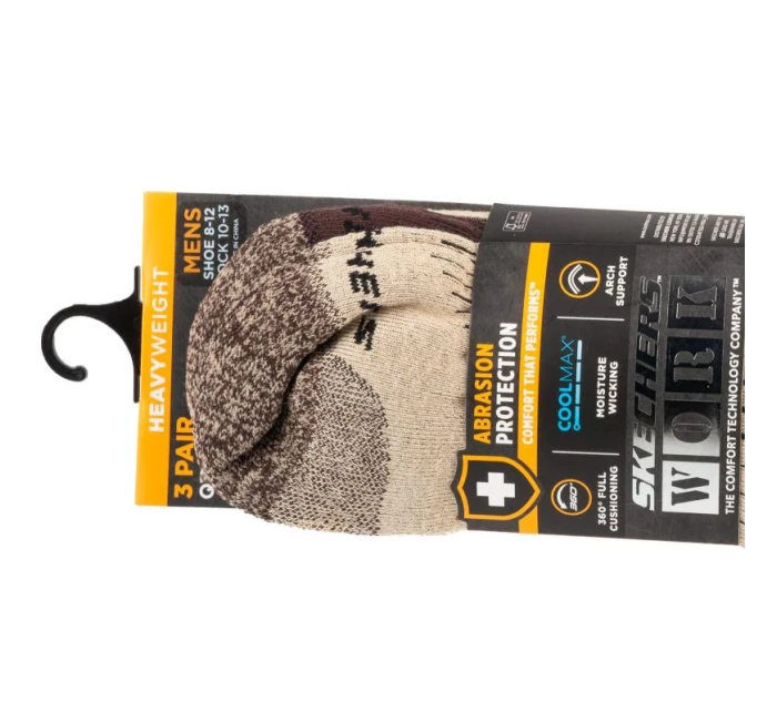 3ks Pánské pracovní ponožky model 21387770 Beige 4146 - Skechers