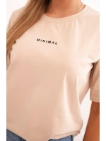 Dámska bavlnená blúzka s potlačou Minimal beige Dámska bavlnená blúzka s potlačou Minimal beige