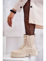 Dámske zateplené kožené čižmy Dorchen light beige