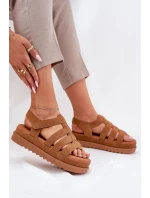 Sandały Damskie Na Platformie Eko Zamszowe Camel Filisenia Sandały Damskie Na Platformie Eko Zamszowe Camel Filisenia