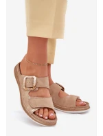 Dámské Pantofle S Přezkou A Zipem Béžové model 21702174 - Inblu