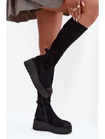 Dámské  Kolena Na Platformě A Klínu Černé model 21707958 - VINCEZA