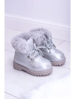 Srebrne Ocieplane Dziecięce Botki Trapery Fobos Srebrne Ocieplane Dziecięce Botki Trapery Fobos