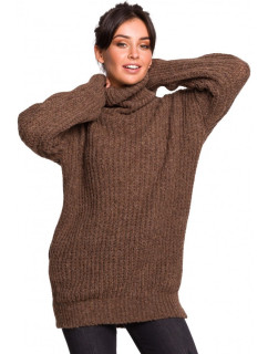 Dámsky sveter s vysokým výstrihom BK030 caramel - BeWear