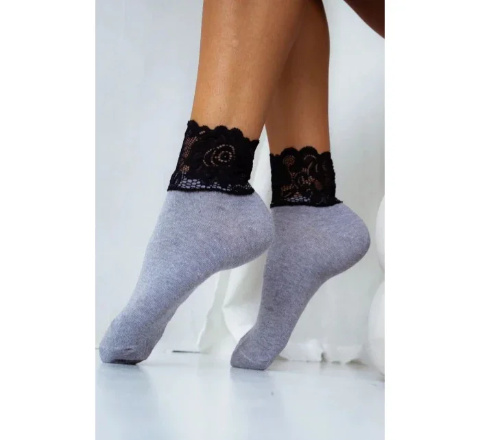 Dámske ponožky 1061 Grey with black - Milena