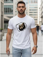 Pánske biele tričko s potlačou FashionStreet NX5085R Pánske biele tričko s potlačou FashionStreet NX5085R