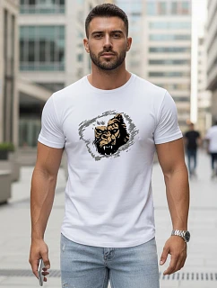 Pánske biele tričko s potlačou FashionStreet NX5085R