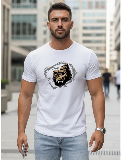 Pánske biele tričko s potlačou FashionStreet NX5085R Pánske biele tričko s potlačou FashionStreet NX5085R
