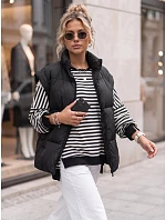 Dámska bavlnená mikina oversize s pruhmi Azara, čierna, FashionStreet RY2934 Dámska bavlnená mikina oversize s pruhmi Azara, čierna, FashionStreet RY2934