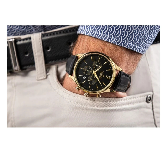 Pánské hodinky Chronograph Sapphire Black and Gold model 21807553 - Giewont Pánské hodinky Chronograph Sapphire Black and Gold model 21807553 - Giewont