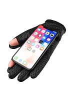 Pánské zateplené protiskluzové rukavice pro telefon - černé Pánské zateplené protiskluzové rukavice pro telefon - černé
