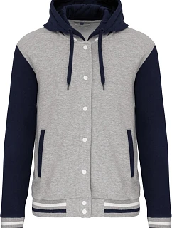 Kariban K 4003 Unisexová bunda s kapucňou „Teddy“ 20.4003 oxford grey/navy/white