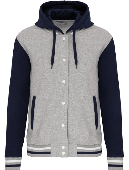 Kariban K 4003 Unisexová bunda s kapucňou „Teddy“ 20.4003 oxford grey/navy/white Kariban K 4003 Unisexová bunda s kapucňou „Teddy“ 20.4003 oxford grey/navy/white