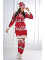 Vianočný set 1005 sveter + čiapka + podkolienky červené