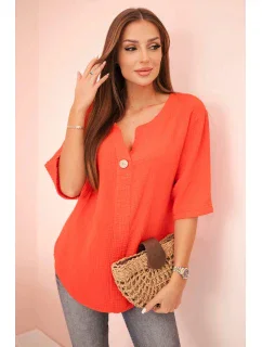 Dámská mušelínová košile s knoflíkem červený