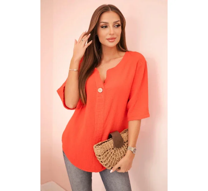 Dámská mušelínová košile s knoflíkem červený