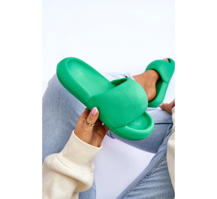 Lekkie Piankowe Damskie Klapki Na Platformie Zielone Milton
